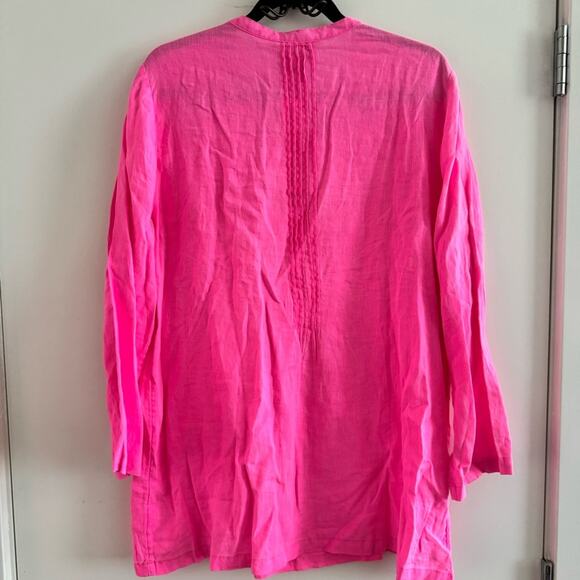 New Lilly Pulitzer Sarasota Tunic Blouse Pink Isle 100% Linen Women's sz XL - Picture 5 of 8